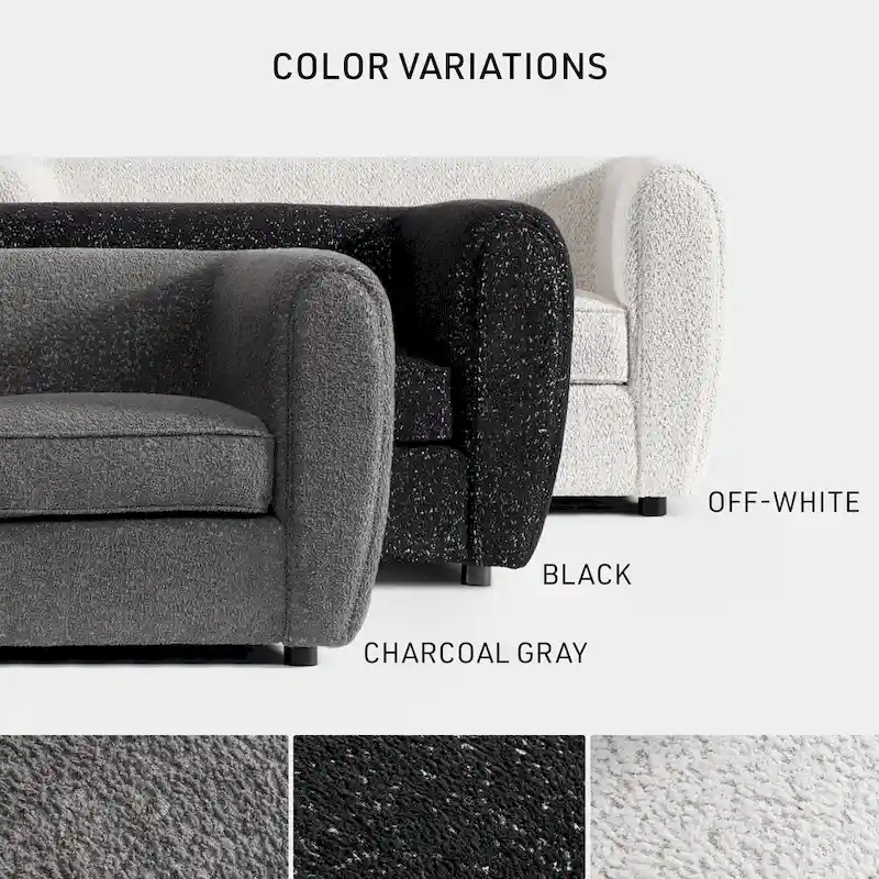 Furniture of America Vanessa Modern Curved Arms Boucle Loveseat Couch, Small Sofa with Seat Cushion and Wooden Legs