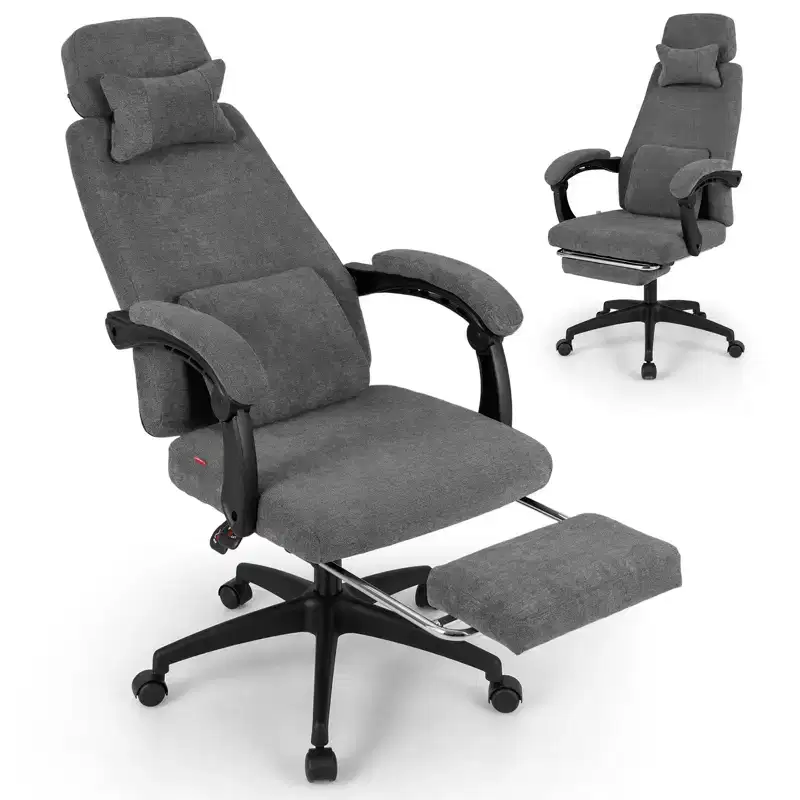 Reclining Home Office Chair Retractable Footrest High-Back Ergonomic Executive