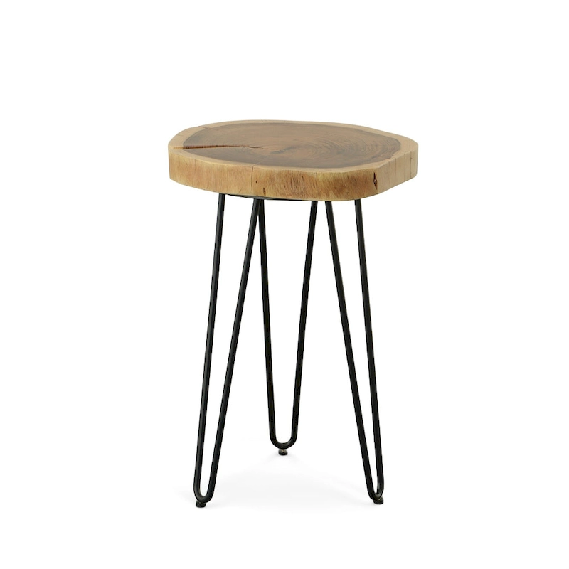 Carolina Living Seti Live Edge Accent Table - Natural Top - Black Base