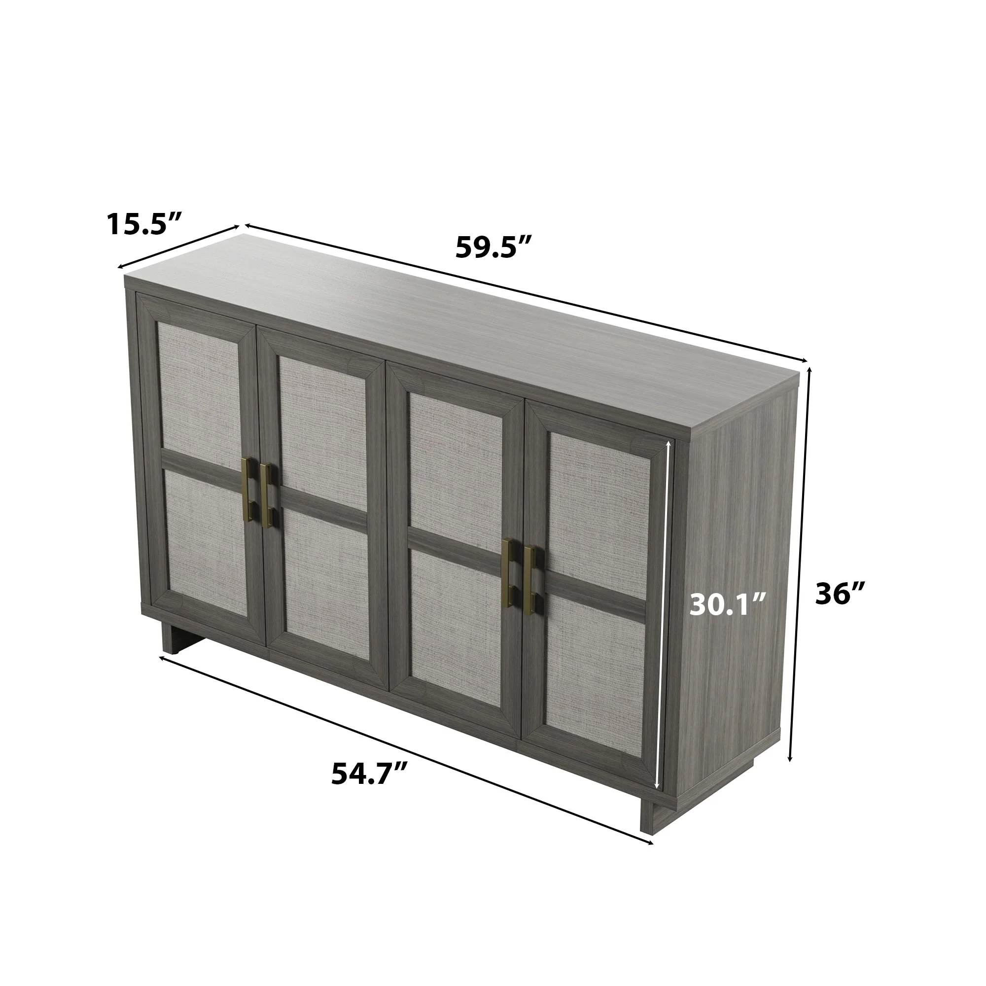 Boho Coastal Linen Design Buffet Sideboard with Shelving Storage