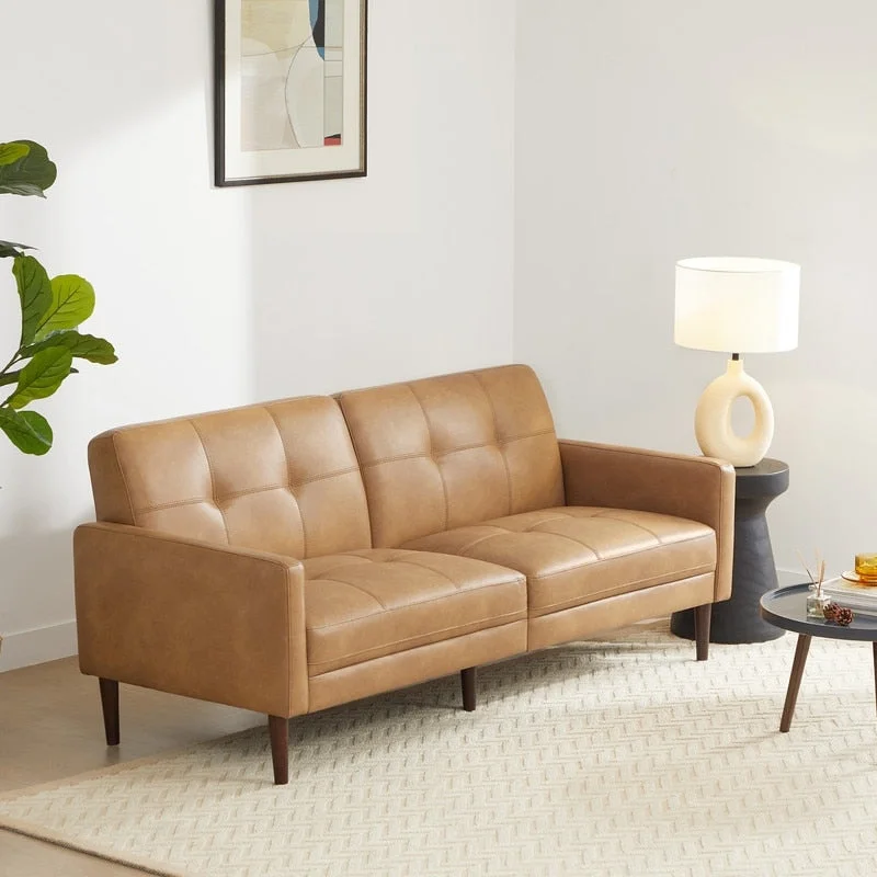 Gray Mid-Century Tufted Sofa Set - 1-Seater & 3-Seater
