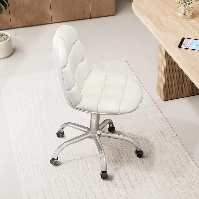 Armless Home Office Chair, Height Adjustable Computer Desk Chair with Wheels