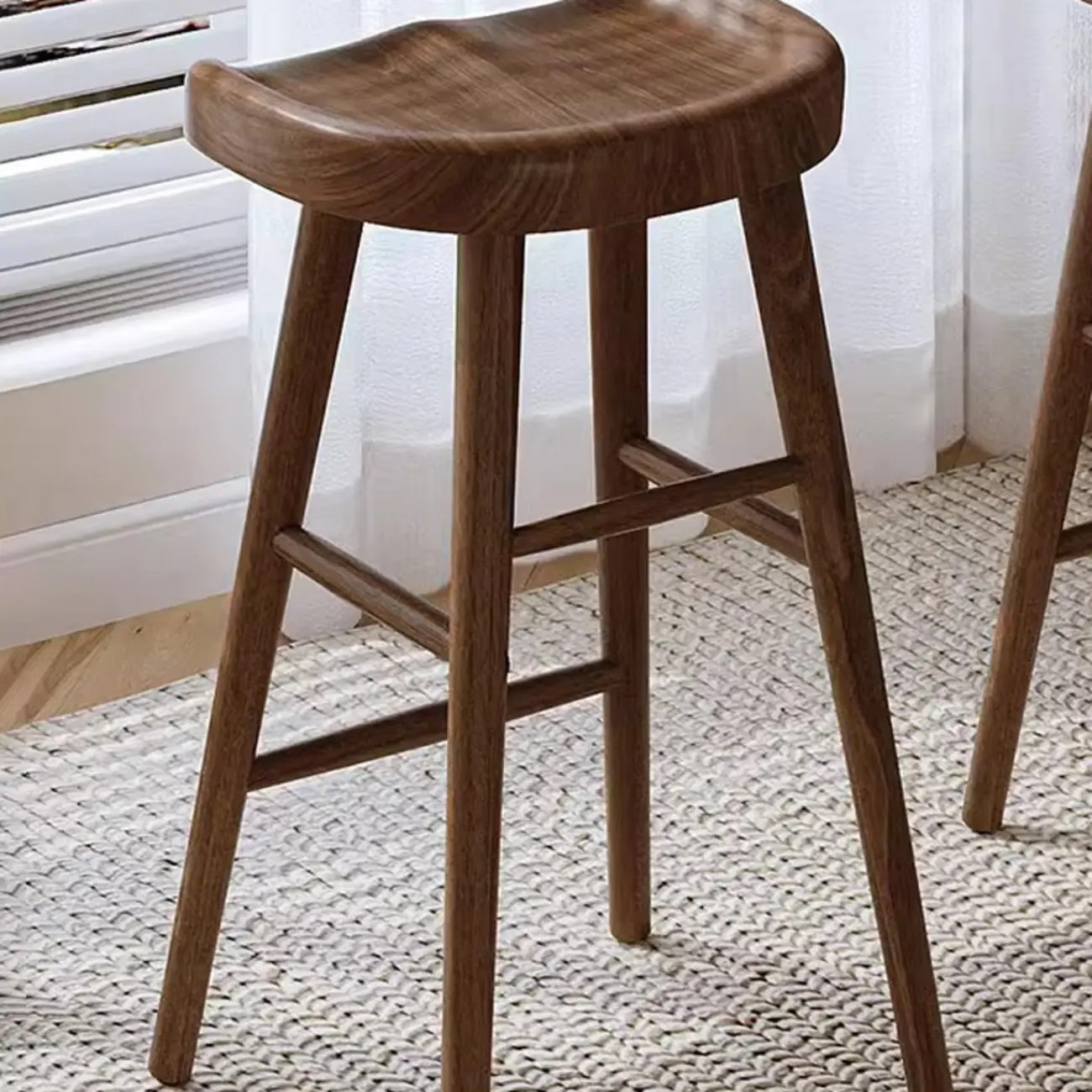 Wooden Backless Bar Set with Footrests & Sled Base