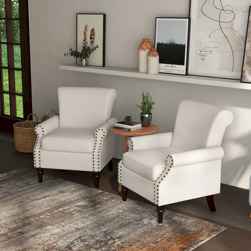 Mid-Century Modern Upholstered Accent chair with Solid Wood Legs