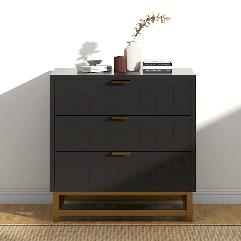 3 Drawer Dresser, with Metal Legs