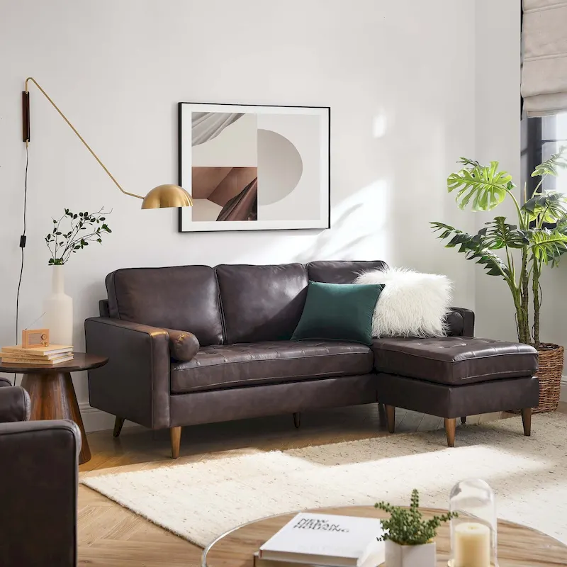 Valour 78 Leather Apartment Sectional Sofa