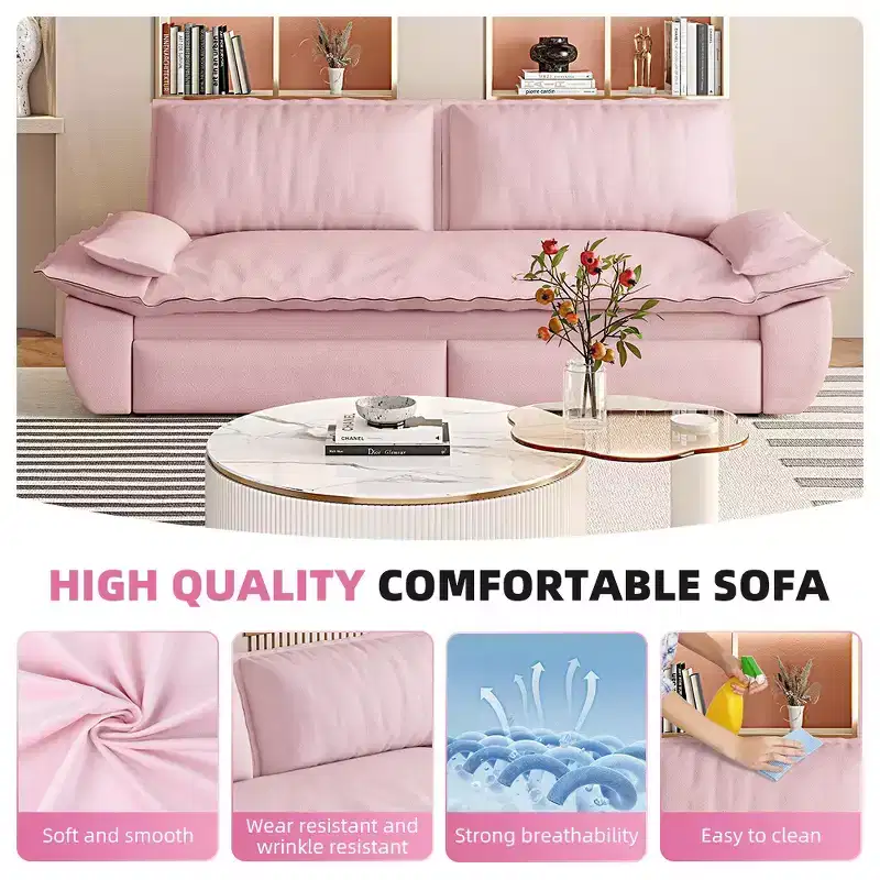 Whisen 3-in-1 Queen Velvet Sleeper Pull Out Sofa Bed, Convertible Loveseat Sofa Couch