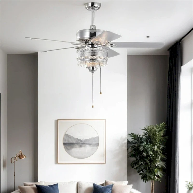 52  Crystal Ceiling Fan with 5 Reversible Blades for Indoor