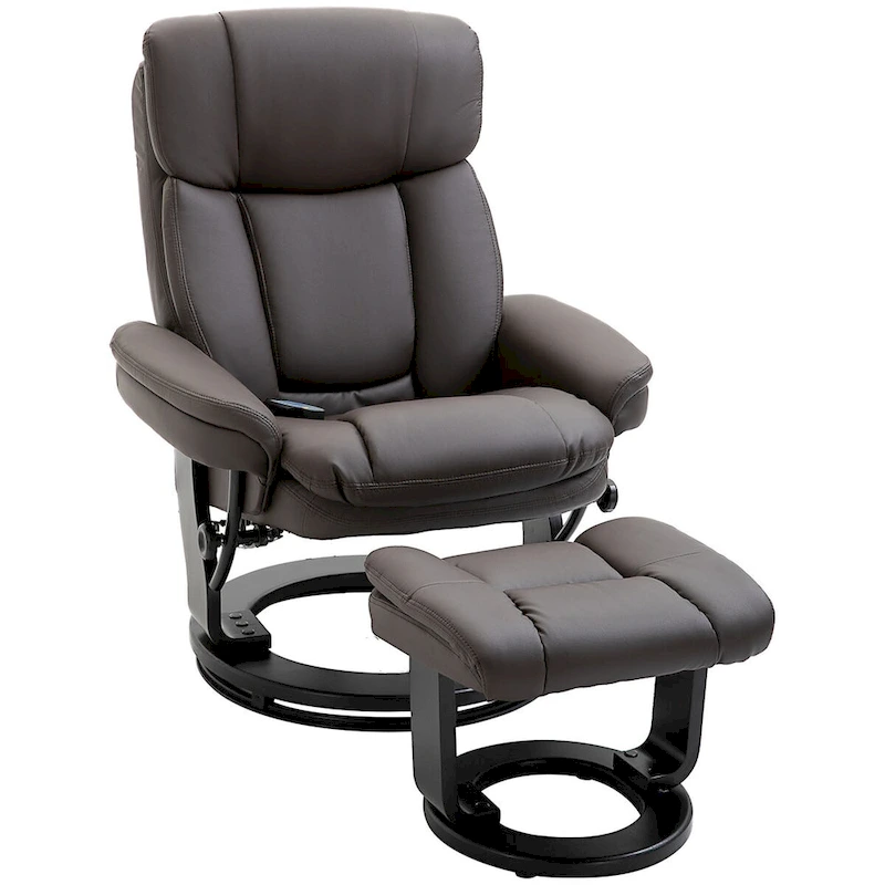 HOMCOM PU Leather Massage Recliner Chair with Ottoman Armchair