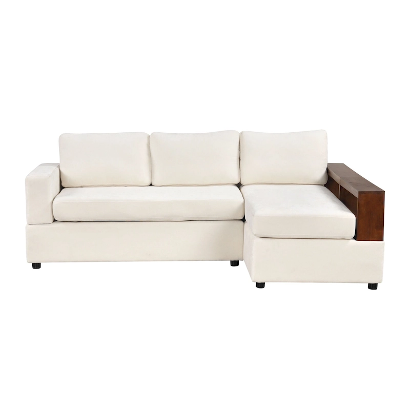 Christopher Knight Home - 87.4 L-Shaped Sectional Sofa with Reversible Armrests and Integrated Chaise Lounge
