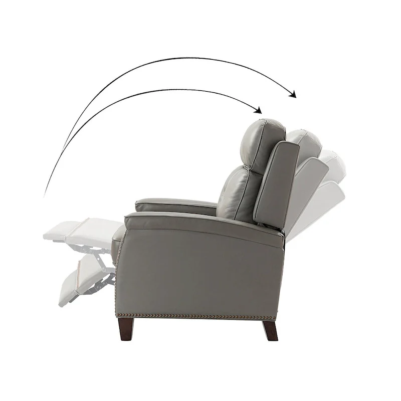 Gaspar Mid-Century Modern Genuine Leather Pushback Recliner with Wood legs Set of 2 by HULALA HOME