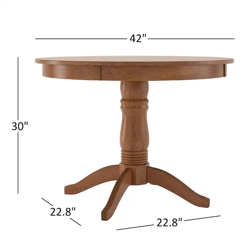 Wilmington II Round Pedestal Base Oak Finish 5-Piece Dining Set by iNSPIRE Q Classic