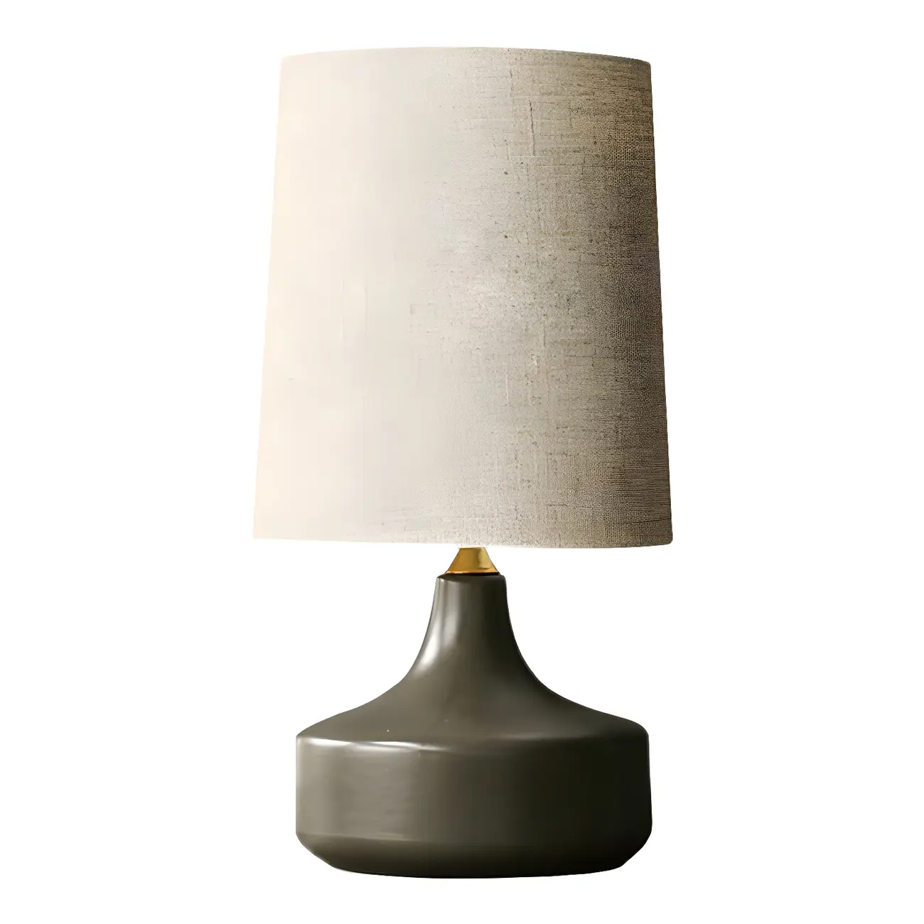 Modern Ceramic Barrel Bedside Table Lamp with Linen Shade