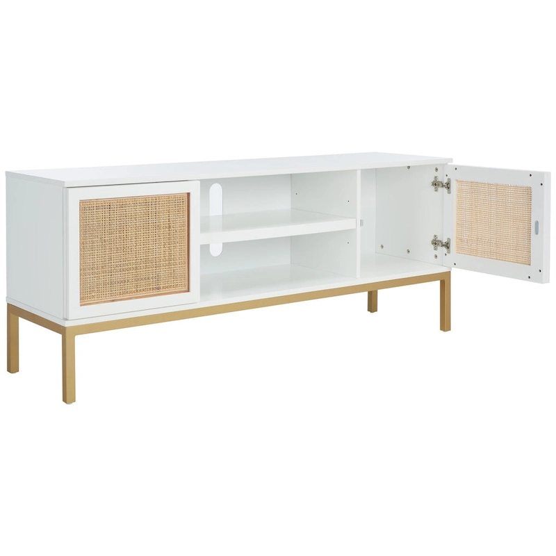 SAFAVIEH Cristen 1 Shelf Rattan Media Stand - 54 W x 15 D x 22 H - 54Wx15Dx22H
