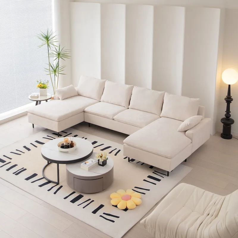 U-Shaped Upholstered Sectional Sofa with Double Chaise
