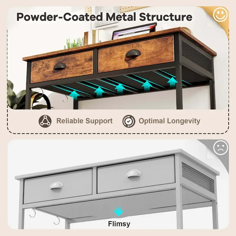 Costway Space Saving Home Computer Desk with 2 Fabric Drawers 4 - See Details