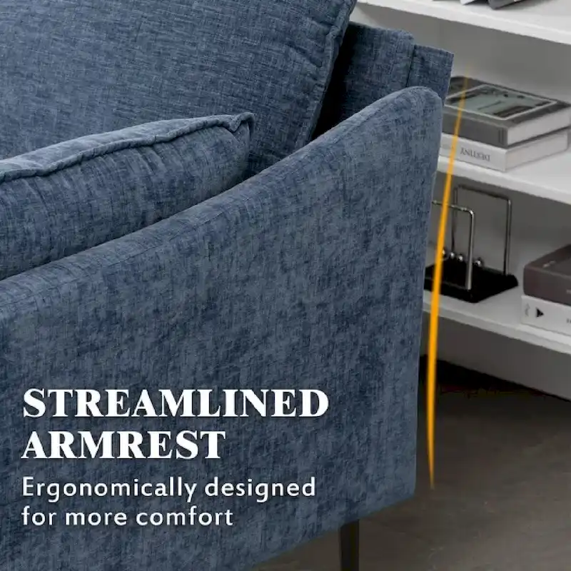 EROMMY U Shaped 6-seat Sectional Sofa Couch, Reversible Sleeper in Modern Chenille Design, with Chaise Lounge and Ottoman