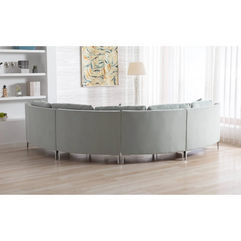 136  Velvet Semicircle couch Modular Curve Sectional Sofa