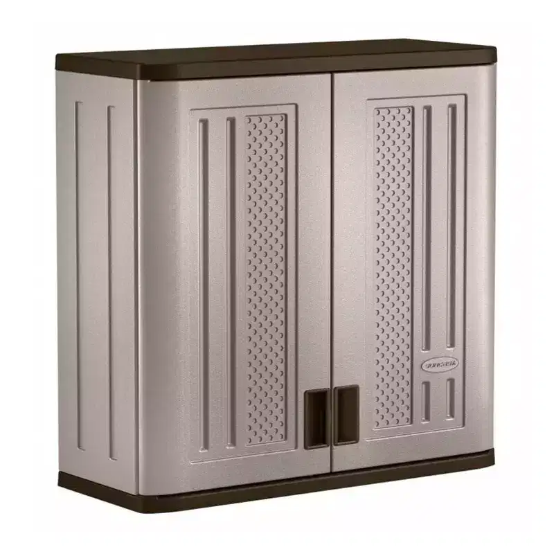 Suncast 4 Ft Resin Single Shelf Garage Wall Storage Cabinet, Platinum (3 Pack)