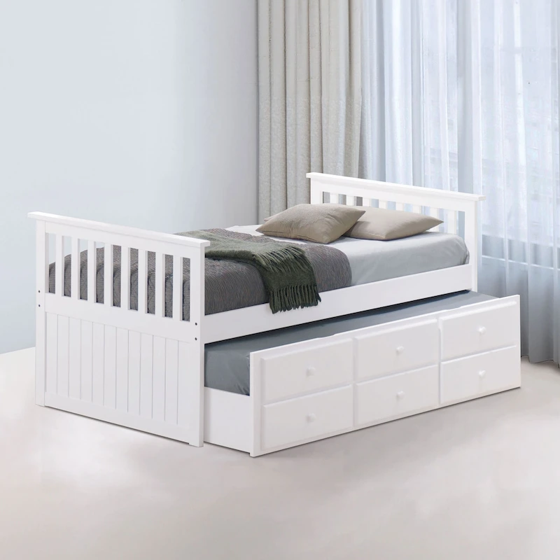 Furniture of America Zorina Twin Captain Bed with Trundle and Three Drawers