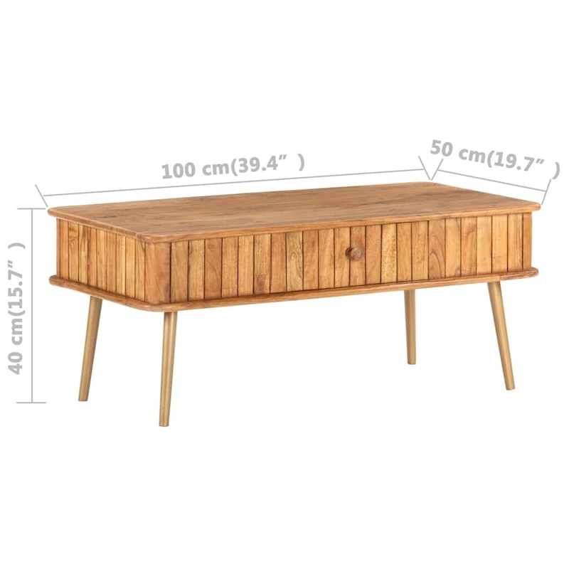 vidaXL Coffee Table 39.4x19.7x15.7 Solid Acacia Wood