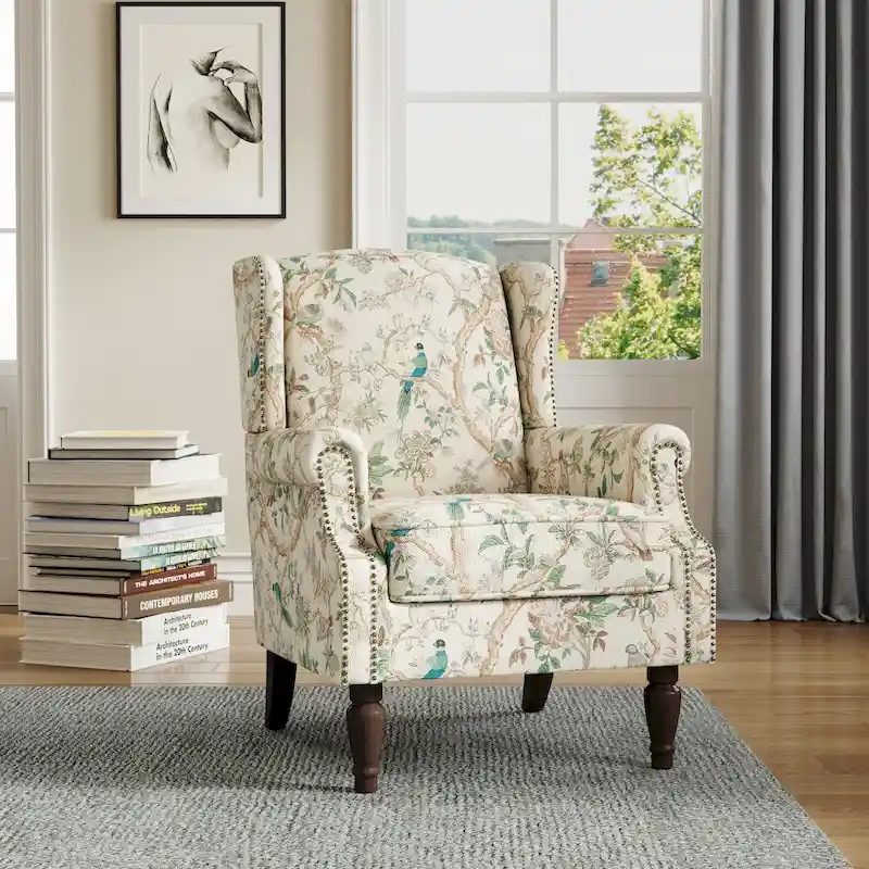 Upholstered Accent Chair Nailhead Trim Arm Chair