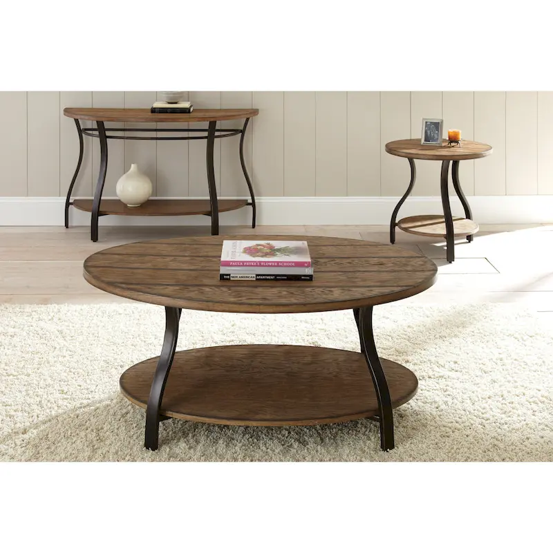 Steve Silver Buffalo Oval Wood and Metal Coffee Table