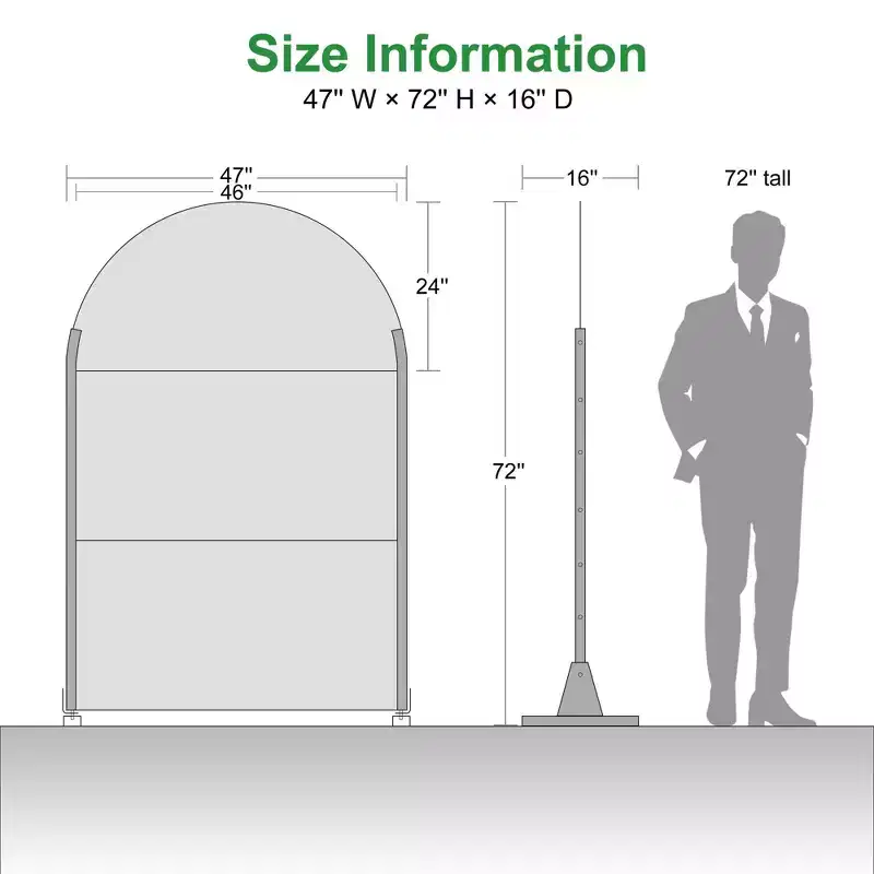 Helen Street 01 Black Arched Galvanized Steel Screen 183x120x40cm