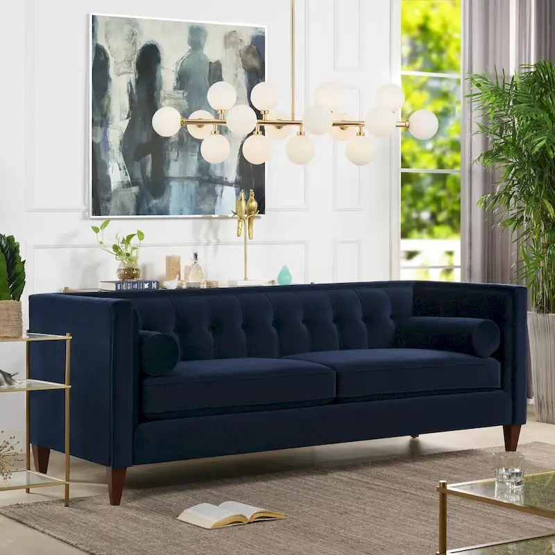 Modern Upholstered Tufted Swallowtail Sofa
