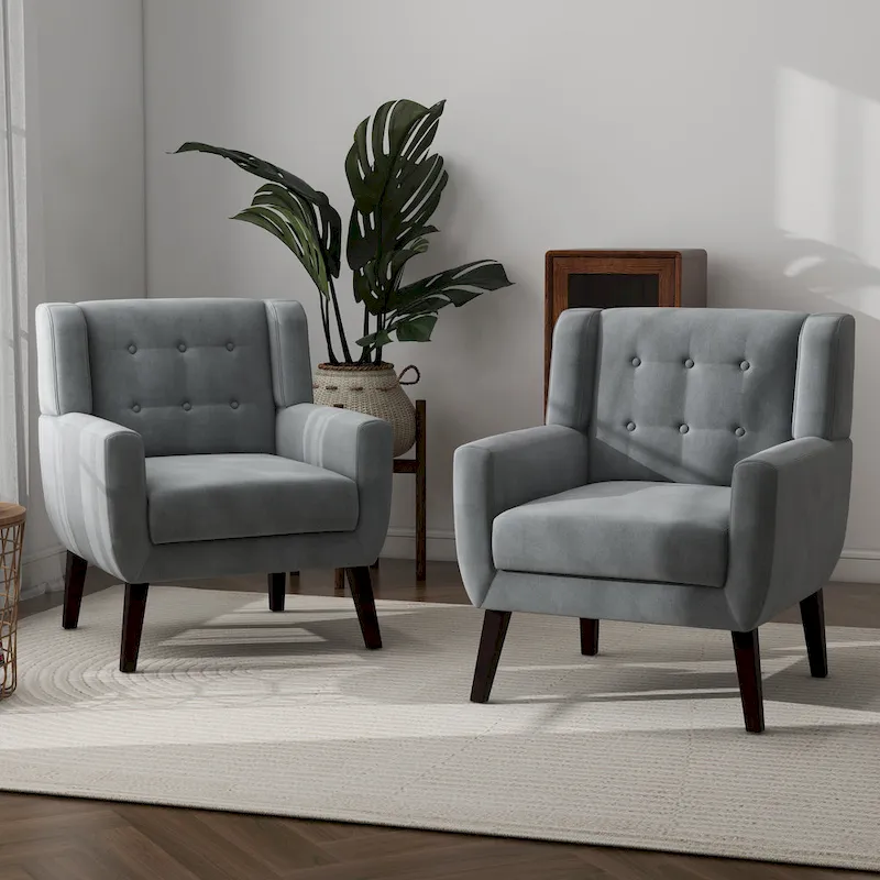 Set of 2 Velvet Living Room Accent Chair Upholstered Armchair