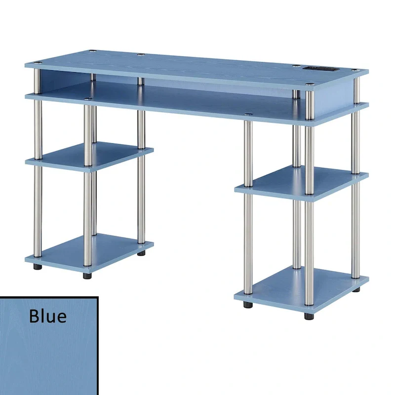 Designs2Go No Tools Student Desk with Charging Station and Shelves