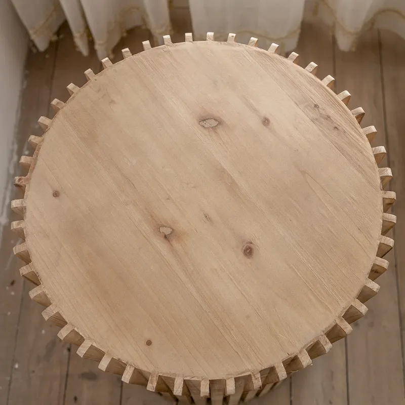 Retro Fashion Style Cylindrical Coffee Table with Vertical Texture Relief Design