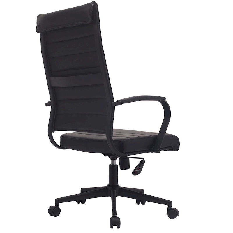 Modern High Back Office Chair Ribbed PU Leather Manager Tilt Conference Room Computer Desk Boss Task Executive Boss