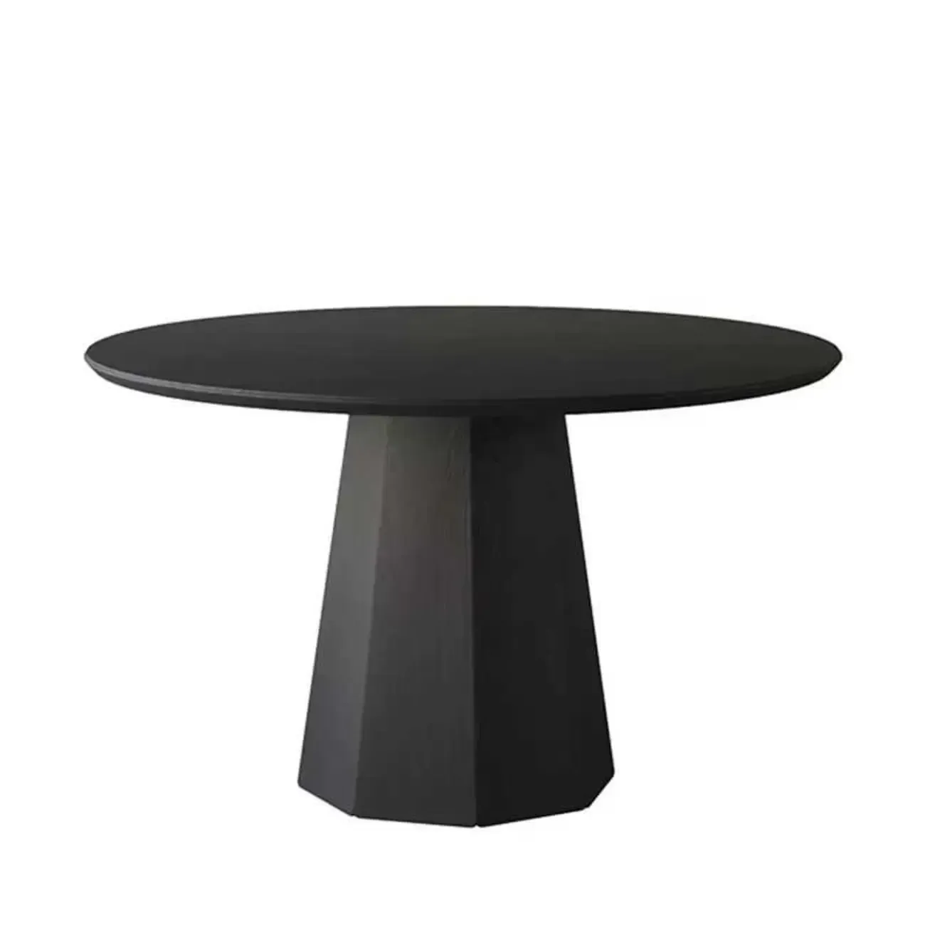 Modern Black Wood Round Dining Table