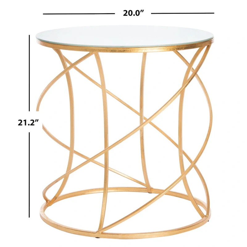 Gold/ White Top Accent Table - 20 x 20 x 21.2 - 20Wx20Dx21H