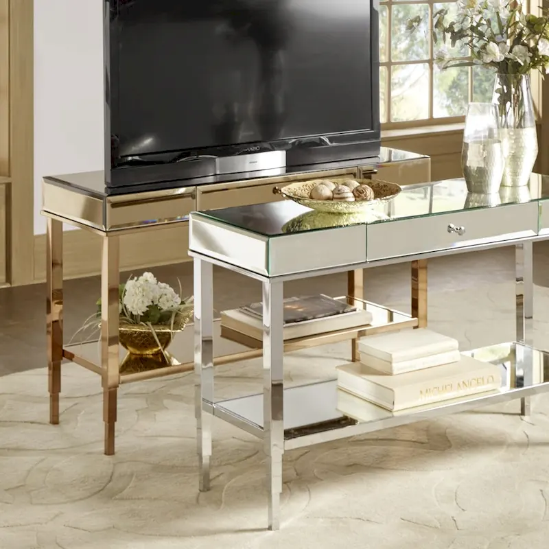 Camille Mirrored TV Stand Console Table with Drawer by iNSPIRE Q Bold