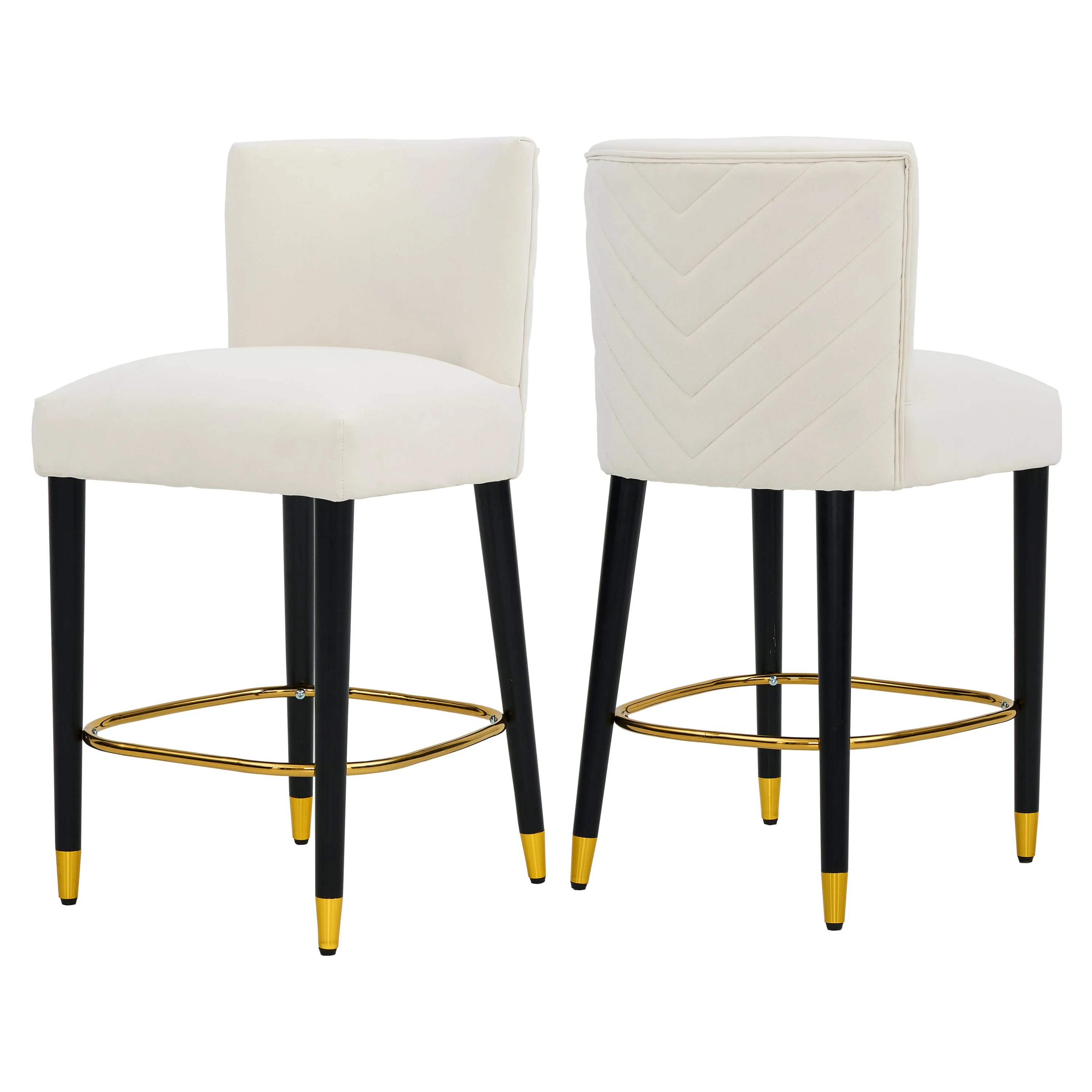 Modern Upholstered Tufted Bar Stools Set of 2