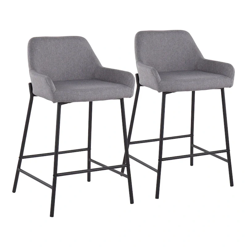 Galotti Black Fixed-Height Upholstered Counter Stool - Set of 2