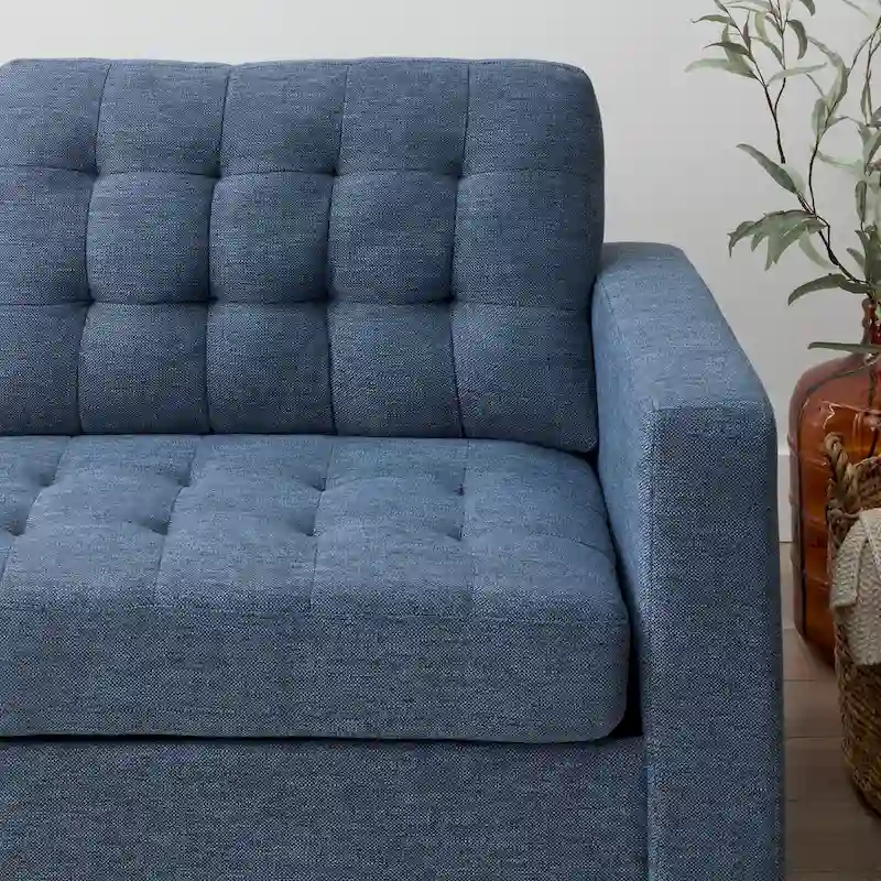 Brookside Brynn 76-in. Square-arm Faux Leather/Velvet/Fabric Sofa