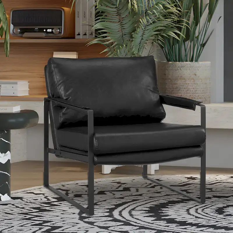 Art Leon Modern PU Leather Upholstered Arm Chair with Steel Frame