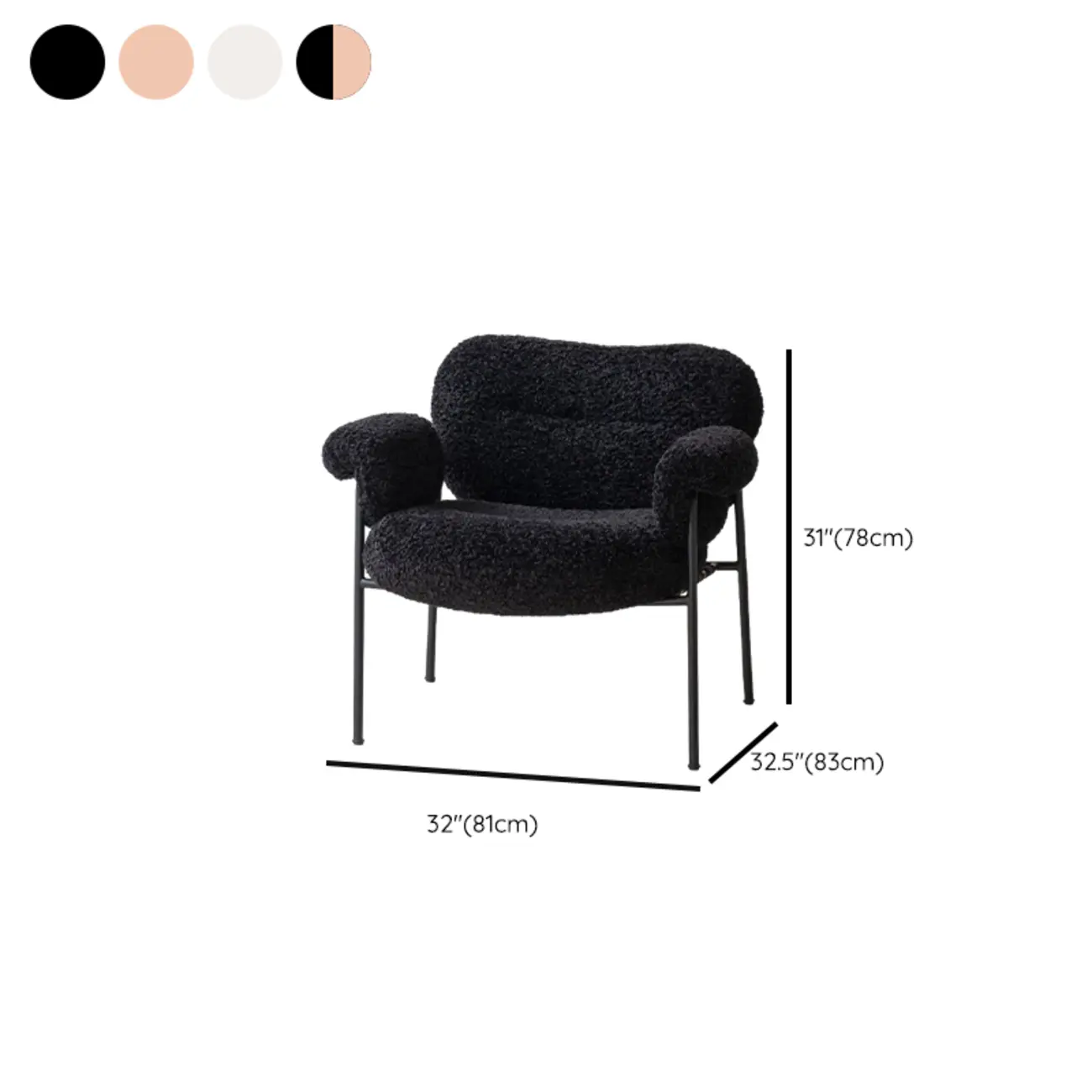 Modern Square Arm Fabric Accent Chair with Tufting