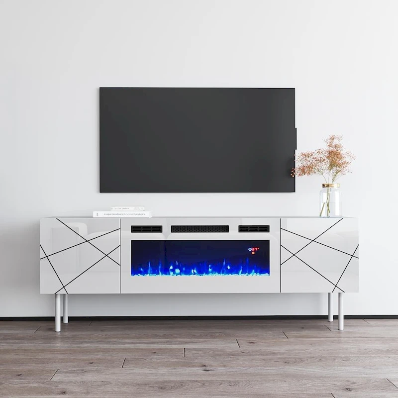 London WH-EF Electric Fireplace 63 TV Stand