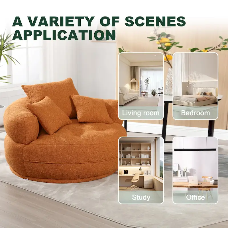 Circular wide living room fabric sofa, balcony homestay lazy sofa chair