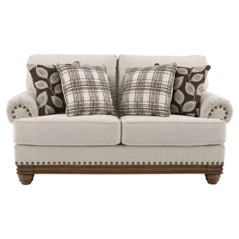 Harleson Traditional Wheat Brown Loveseat with Nailhead Trim