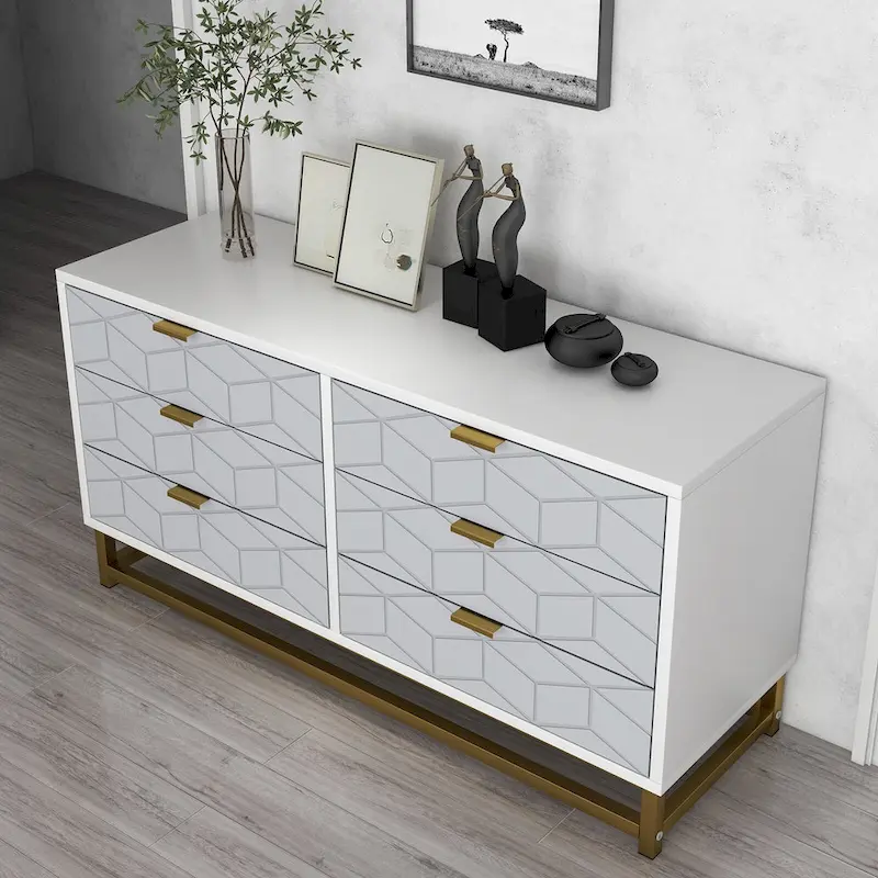 6 Drawer Dresser, with Metal Legs