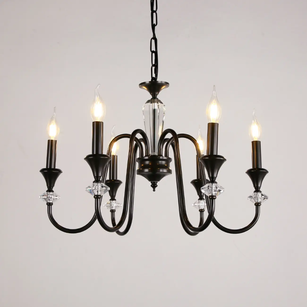 Industrial Black Glass Candelabra Chandelier in 3-10 Lights