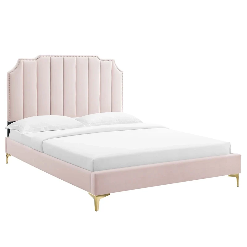 Colette King Performance Velvet Platform Bed