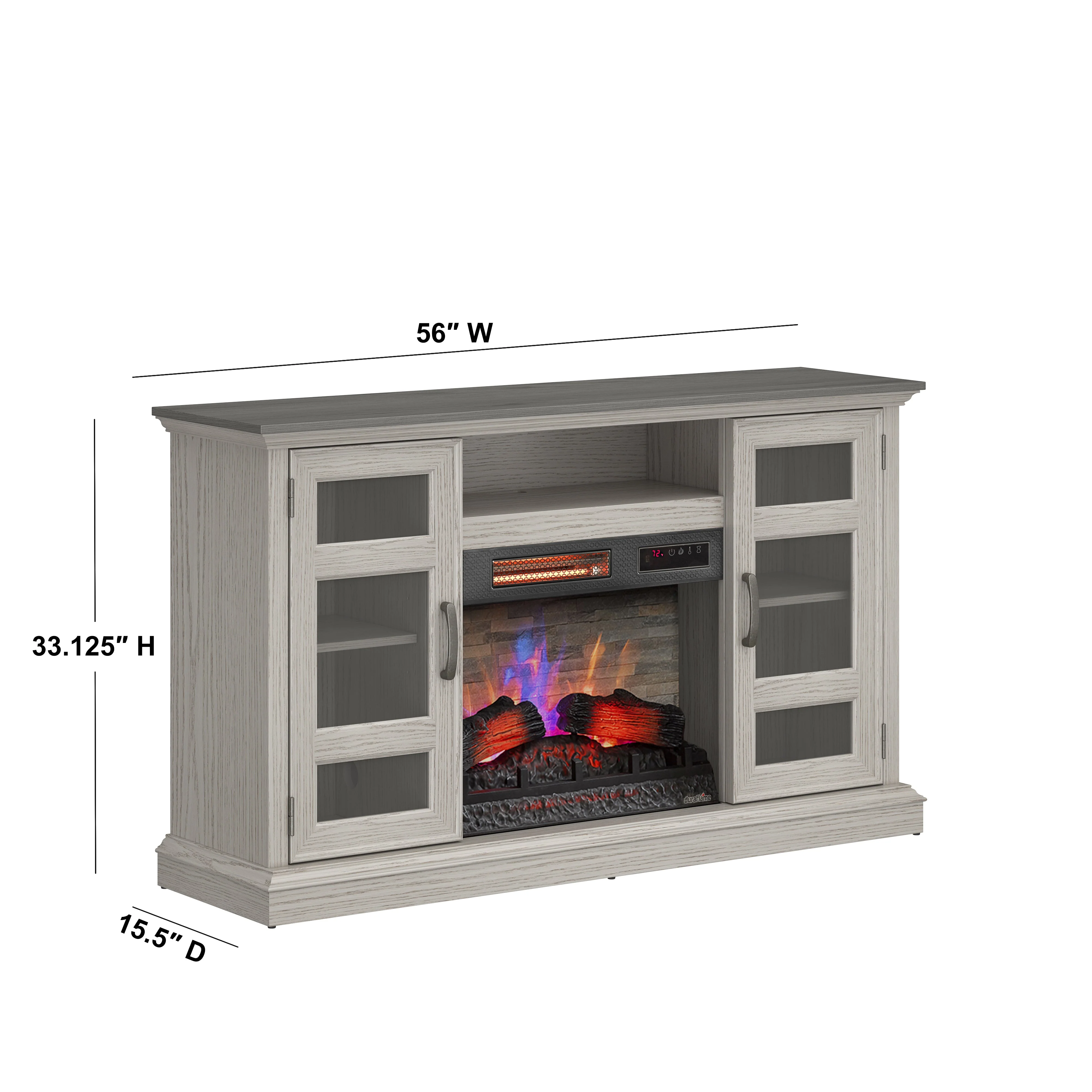 duraflame? Two Tone Wood Oak Electric Fireplace TV Stand with 3D Flames