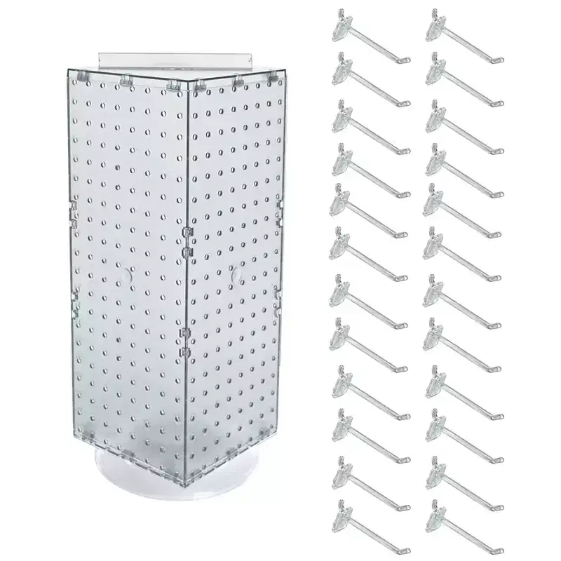 Azar Displays Four-Sided Revolving Pegboard Counter Display with Hooks