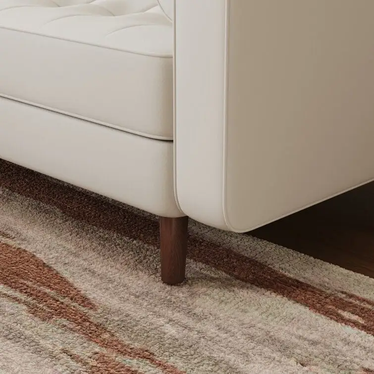 Stateside Mid-Century Square Arm Leather Covered Loveseat Sofa 59